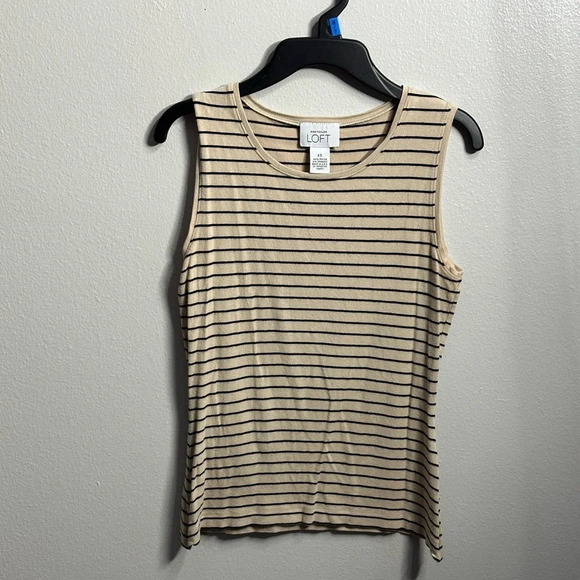LOFT Ann Taylor Women Beige/Black Striped Shirt Size XS‎ - Picture 1 of 6